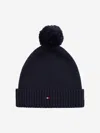 Tommy Hilfiger Kids Essential Pom Pom Beanie Hat In Blue