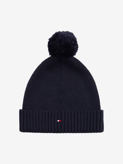 Tommy Hilfiger Kids Essential Pom Pom Beanie Hat In Blue