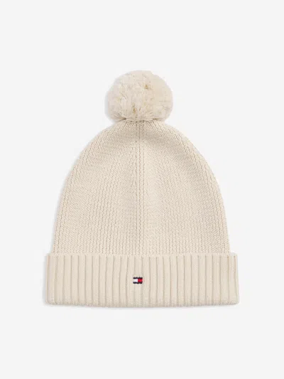 Tommy Hilfiger Kids Essential Pom Pom Beanie Hat In Ivory