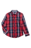 Tommy Hilfiger Kids' Exploded Plaid Button-up Shirt In Red