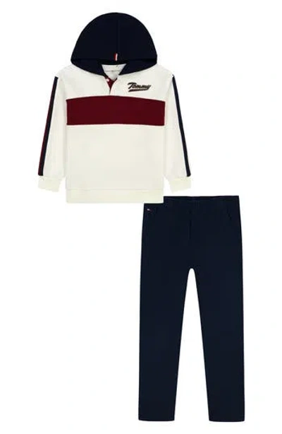 Tommy Hilfiger Kids' Henley Hoodie & Pants Set In White