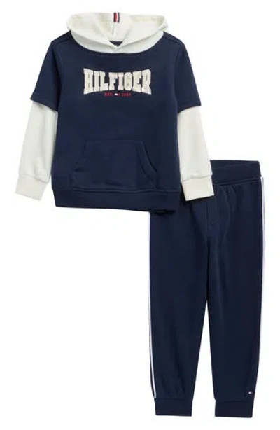Tommy Hilfiger Kids' Logo Twofer Hoodie & Joggers Set In Blue