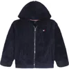 Tommy Hilfiger Kids' Minky Fleece Zip Up Hoodie In Blue