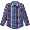 Tommy Hilfiger Kids' Plaid Button-up Shirt In Blue