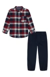 Tommy Hilfiger Baby Boy's & Little Boy's 2-piece Plaid Shirt & Solid Joggers Set In Navy Blazer