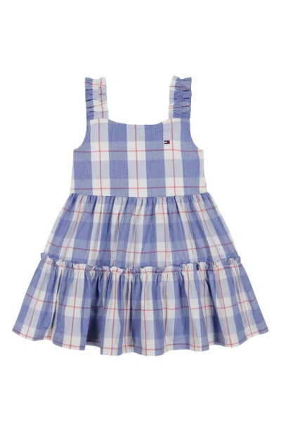 Tommy Hilfiger Kids' Plaid Tiered Dress In Blue