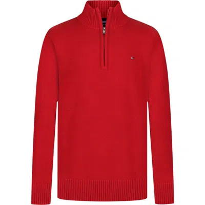 Tommy Hilfiger Kids' Quarter Zip Sweater In Red