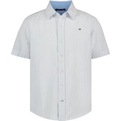 Tommy Hilfiger Kids' Seersucker Short Sleeve Button-up Shirt In Multi