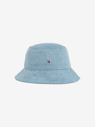 Tommy Hilfiger Kids Small Flag Denim Bucket Hat In Blue