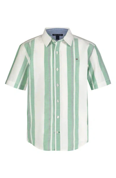 Tommy Hilfiger Kids' The Mixed Stripe Short Sleeve Shirt In Green