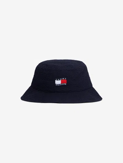 Tommy Hilfiger Kids Wavy Flag Seersucker Bucket Hat In Metallic