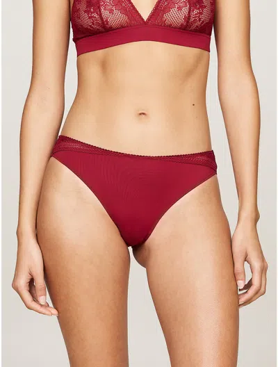 Tommy Hilfiger Knit Lace Bikini In Rouge