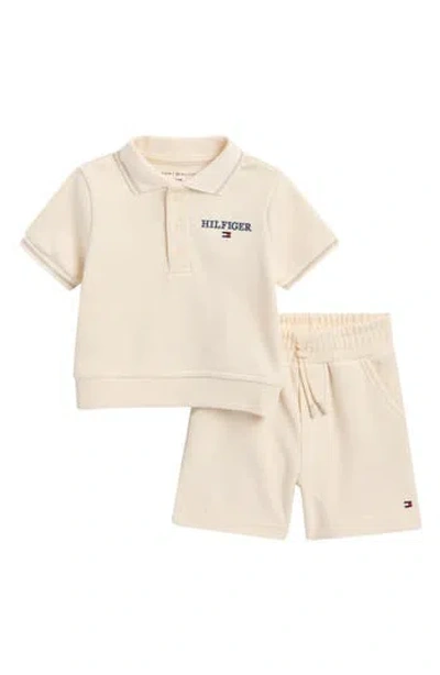 Tommy Hilfiger Babies'  Knit Polo & Shorts Set In Neutral