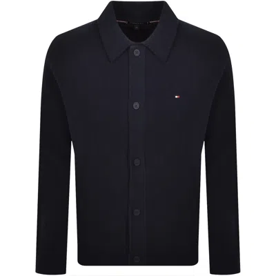Tommy Hilfiger Knit Polo Collar Cardigan Navy In Blue