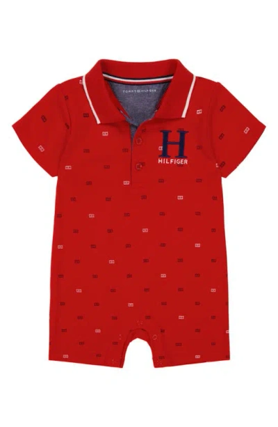 Tommy Hilfiger Babies' Knit Polo Romper In Red