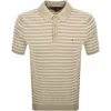 Tommy Hilfiger Knit Striped Polo T Shirt Beige In Nude