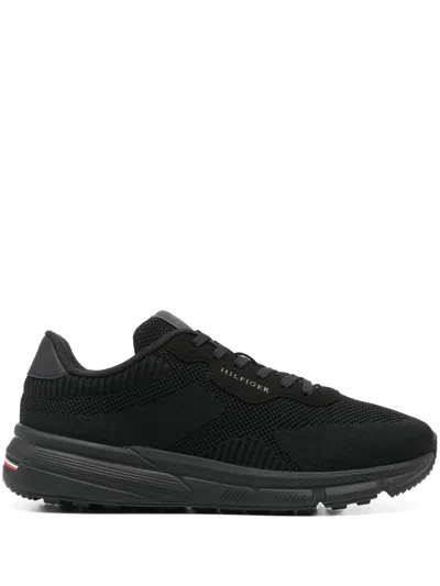 Tommy Hilfiger Knitted Sneakers In Black