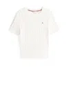 Tommy Hilfiger Cable-knit Short-sleeve T-shirt In White