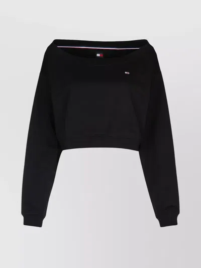 TOMMY HILFIGER KNITWEAR CROPPED OFF-THE-SHOULDER LONG SLEEVES