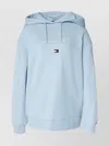 Tommy Hilfiger Logo Embroidered Drawstring Hoodie In Blue