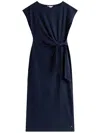 Tommy Hilfiger Boat Neck Slim Midi Dress In Blue