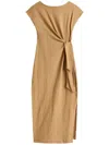 Tommy Hilfiger Midi Dress With Knotted Boat Neck In Brown