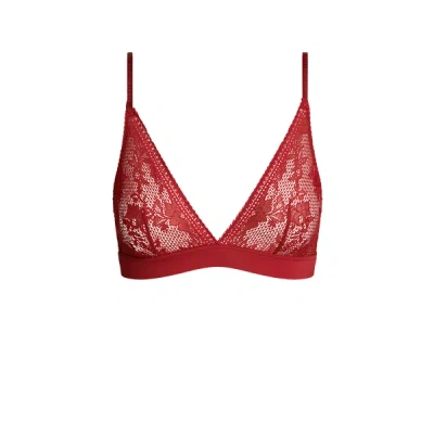 Tommy Hilfiger Lace Triangle Bra In Red