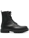 Tommy Hilfiger Lace-up Leather Ankle Boots In Black