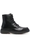 Tommy Hilfiger Lace-up Leather Ankle Boots In Black