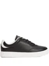 Tommy Hilfiger Lace-up Leather Sneakers In Black