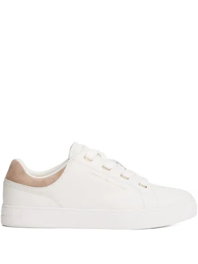 Tommy Hilfiger Lace-up Leather Sneakers In White