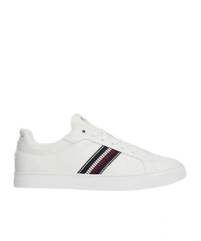 Tommy Hilfiger Signature Stripe Leather Court Sneaker In Ecru