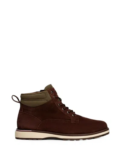 Tommy Hilfiger Lace-up Suede Boots In Brown