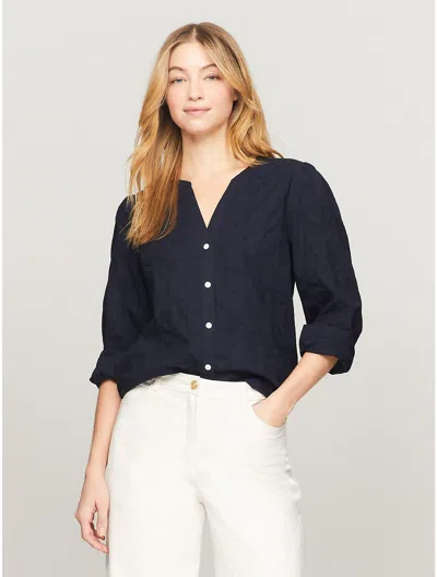 Tommy Hilfiger Ladder Lace Shirt In Navy