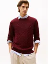 Tommy Hilfiger Lambswool Cable Knit Sweater In Burgundy