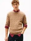 Tommy Hilfiger Lambswool Cable Knit Sweater In Brown