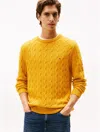 Tommy Hilfiger Lambswool Cable Knit Sweater In Yellow