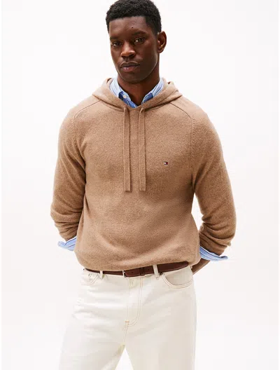 Tommy Hilfiger Lambswool Hoodie Sweater In Brown