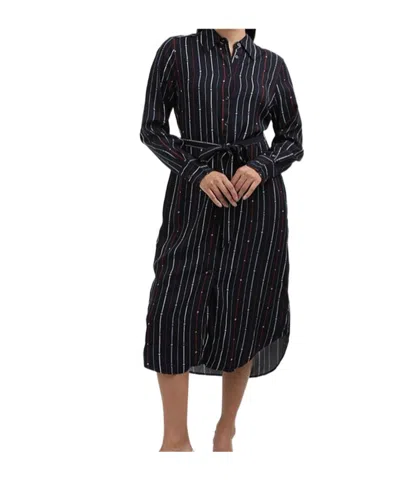 Tommy Hilfiger Lapel Long Sleeve Dress In Black