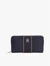 Tommy Hilfiger Large Textured Stripe Zip Wallet In Space Blue