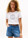 Tommy Hilfiger Laurel Crest Logo Slub Cotton T In White