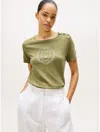 Tommy Hilfiger Laurel Crest Logo Slub Cotton T In Green