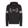 Tommy Hilfiger Embroidered Hilfiger Laurel Logo Hoodie In Black