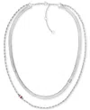 Tommy Hilfiger Layered Collar Necklace, 16" + 2" Extender In Silver