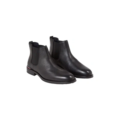 Tommy Hilfiger Leather Ankle Boots In Black