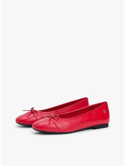 Tommy Hilfiger Leather Ballet Flat In Red