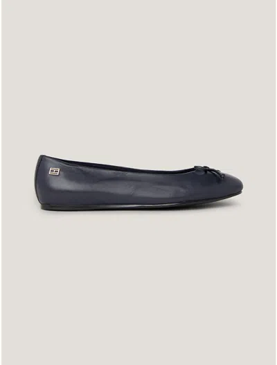 Tommy Hilfiger Leather Ballerina Flat In Space Blue