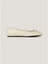 Tommy Hilfiger Leather Ballerina Flat In White Clay