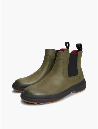 Tommy Hilfiger Leather Chelsea Boot In Green