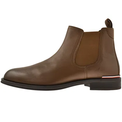 Tommy Hilfiger Leather Chelsea Boots Brown
